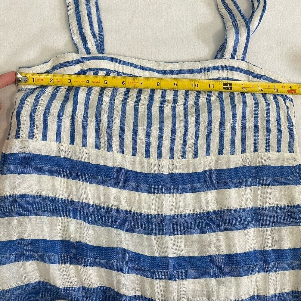 Warm Biscay Square Neck Gauze Striped Midi Dress Size 1 / Small Coastal Resort - Picture 14 of 16